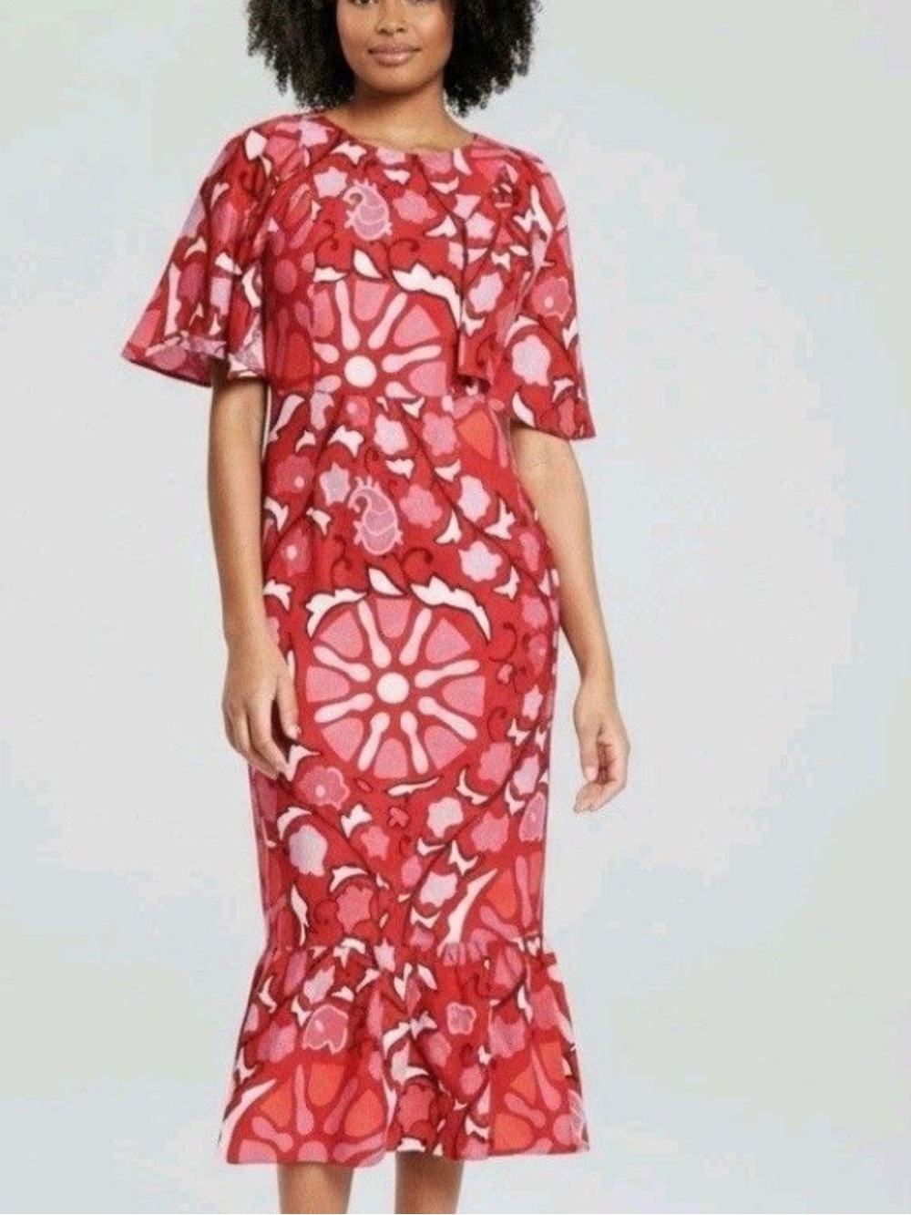 RHODE × Target Women's Zinnia Floral Print Bell Sleeve Midi Linen Dress Size 20!